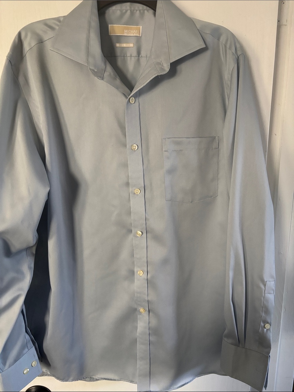 Michael Kors Men’s Pale Blue Long-Sleeve Dress Shirt